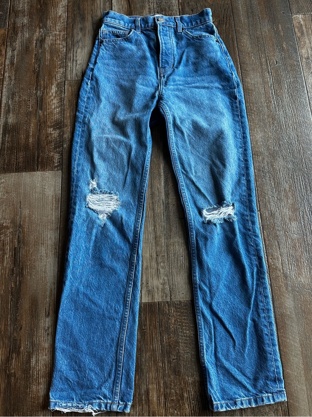 Reformation Cynthia High Rise Straight Shasta Destroy Distressed Denim Jeans 24